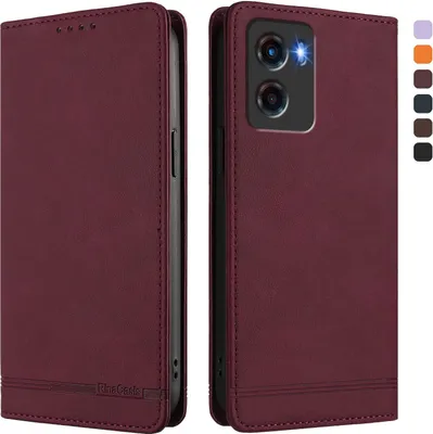 Image de Etui pour Motorola Moto G05, étui rétro en cuirPolyuréthaneavec support et fentes pour cartes de crédit Rouge
