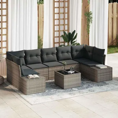 Produktbild von "Rabatt" Gartensofa-set - Balkonmöbel/Terrassenmöbel - mit Kissen mit Speicher - 8 pcs Grau Poly-Rattan - Lounge-Dining set CC13062