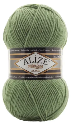 Alize Superlana Klasik unifarben 100g Strickgarn Strickwolle 25% Wolle, 852 blassgrün