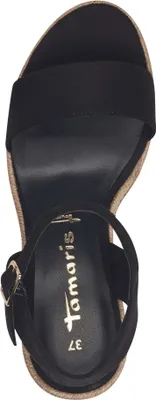 Produktbild von Tamaris Damen Sandalette Espadrilles mit Keilabsatz in Bastoptik 1-28300-42, Größe:40 EU, Farbe:Schwarz