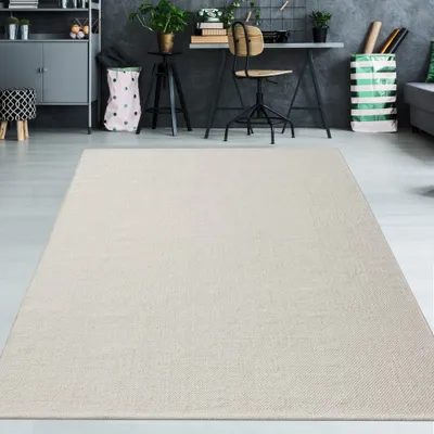 Produktbild von r Wollteppich handgewebt Uni Design in creme Größe - 200 x 290 cm