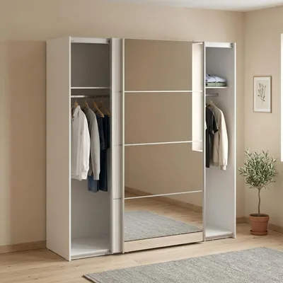 Image de Armento - Armoire 2 Portes, 182x202h cm Blanc, 4 Étagères