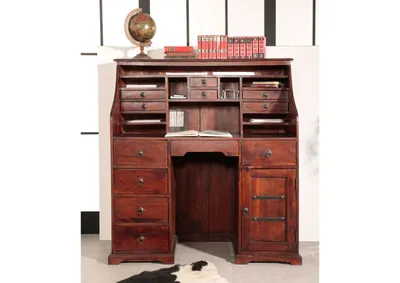Produktbild von MASSIVMOEBEL24 Sekretär Akazie 128x58x138 nougat lackiert OXFORD #516