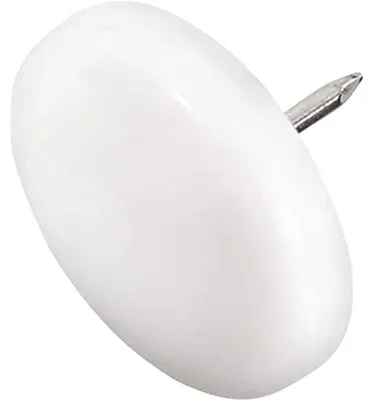 100 Kunststoff-Gleiter mit Nagel, rund, Ø 30 mm, weiß
