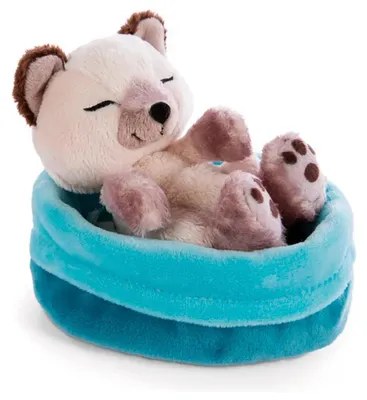 Immagine prodotto di NICI Gatto di peluche Siamese 12 cm che dorme nella cesta, blu e beige, 12 cm