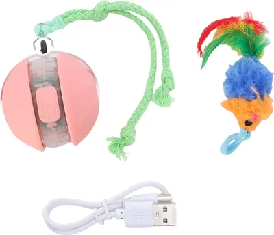Obrázok produktu pre Interaktívna hračka pre mačky Lopta s automatickým pohybom Rolling Pet Smart s lanom na hranie pre psov Ružová