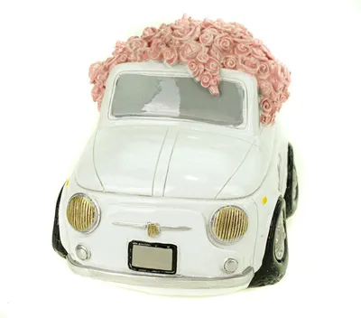 Produktbild von Spardose Hochzeitauto mit Rosen 14 cm Polyresin Sparschwein Hochzeit Hochzeitspaar
