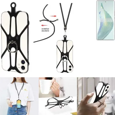 Produktbild von K-S-Trade 3in1 Handykette Handyband Handykordel Halsband Smartphone-Ring Handy-Ring kompatibel mit Honor Magic5 Lite 5G Fingerhalterung Handyring