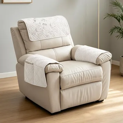 Imagen del producto de Protectores para reposabrazos, juego de 3 unidades, color blanco, con 2 compartimentos, para sillones reclinables