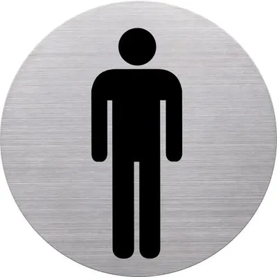 Obrázek produktu pro helit Piktogramm "WC-Herren", Durchmesser: 115 mm, silber