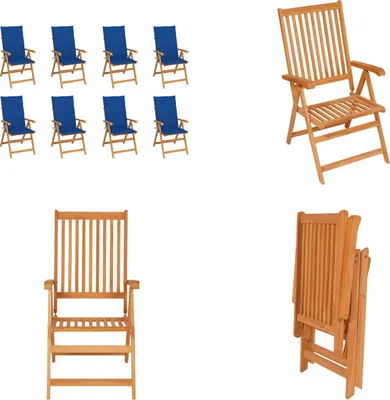 Produktbild von vidaXL Garten Liegestühle mit Kissen 8 Stk. Massivholz Teak - Gartenstuhl - Gartenstühle - Garten-Liegestuhl - Garten-Liegestühle