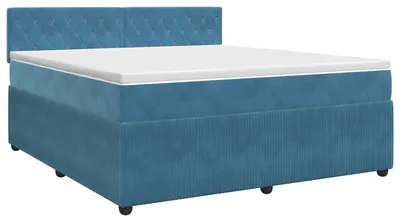 Productafbeelding van vidaXL Boxspringbed met matras, donkerblauw, 140 x 190 cm, fluweel