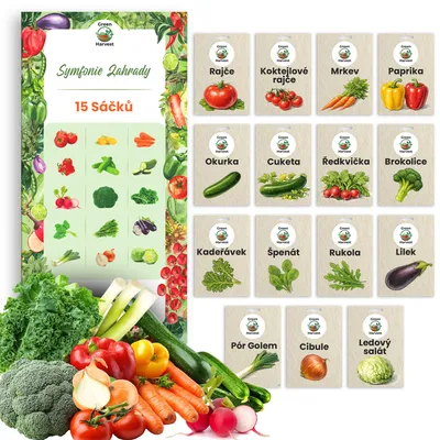 Obrázek produktu pro Green Harvest Sada semen zeleniny 15 druhů, osivo do zahrady a skleníku