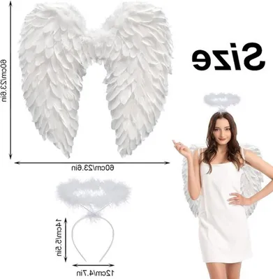 Weiße 60CM Engel Flügel für Damen und Mädchen - Perfekt für Partys, Karnevalskostüme und Dekoration