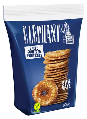 Image de Eléphant Pretzels pressés au sel de mer 80g