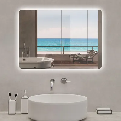 Produktbild von Badspiegel mit LED Beleuchtung 70x50cm 3 Lichtfarbe Dimmbar Wandspiegel mit Touch/Wandschalter Speicherfunktion