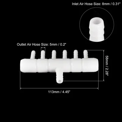Produktbild von Luftverteiler fš¹r Aquarium, 2 Wege 113mm Verteiler Regelventile Ventilverteiler Splitter Luftpumpenzubeh?r fš¹r Tank - Wei?