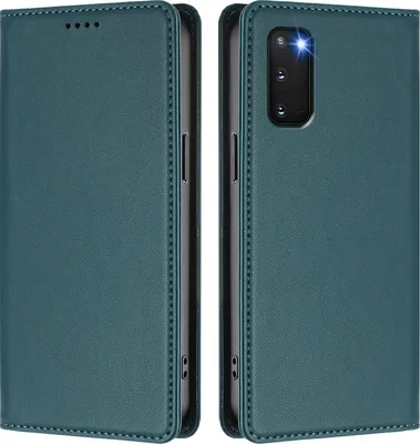 Image de Étui en cuir pour Samsung Galaxy S20 5G, étui à rabat magnétique en cuirPolyuréthaneavec support, vert