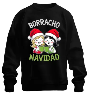 Immagine prodotto di BORRACHO NAVIDAD divertente Natale Festa Regalo Parte Unisex Felpa Pullover, Nero, M