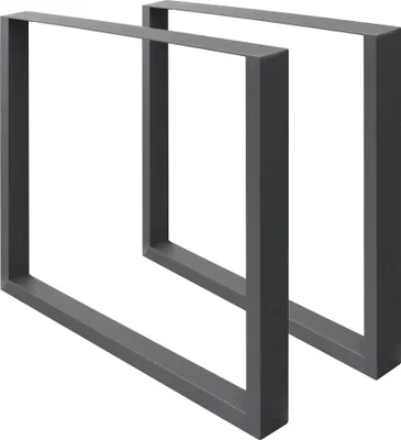 Obrázok produktu pre ECD Nemecko 2x stolové nohy / podnože zo štvorcových profilov, 60x72 cm, antracitová farba, práškovo lakovaná oceľ, priemyselný dizajn, kovový rám stola pre domácich majstrov