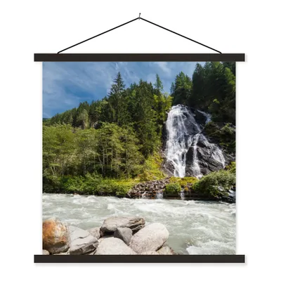 Produktbild von MuchoWow® Textilposter Wasserfall am Großglockner in Österreich 60x60 cm mit schwarzem Rahmen - Posteraufhänger