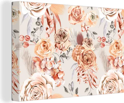 Obrázok produktu pre OneMillionCanvasses® - Obrazy na plátne - 140x90 cm, Ruže - Oranžová - Hnedá - Červená, Nástenné umenie Tlač Dekorácie na stenu