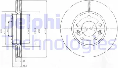 Produktbild von 2x DELPHI Bremsscheibe BG4261 für KIA CARNIVAL II (GQ) CARNIVAL I (UP) 50 6mm