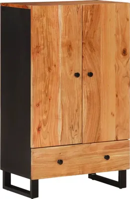 Immagine prodotto di Credenza con Cassetto 60x33x100cm Legno Massello Acacia e Ferro
