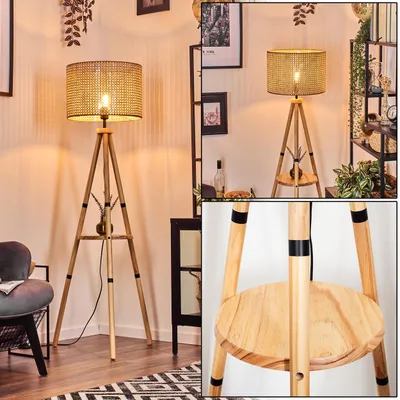 Produktbild von Varoni Stehlampe aus Holz/Rattan/Wienergeflecht in Natur/Beige, Boho-Style