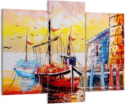 Produktbild von Bild auf Leinwand - Leinwandbild - Boot Segel Meer - 130x100cm - Wand Bild - Wanddeko - Wandbilder - Leinwanddruck - Bilder - Kunstdruck - Wanddekoration - Leinwand bilder - Wandkunst - CB130x100-3435