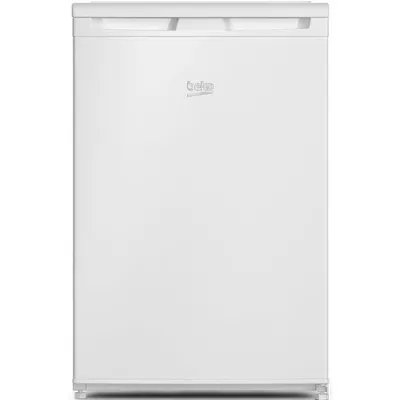 A white Beko refrigerator against a white background.