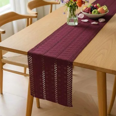 Produktbild von Tischläufer, modern, Makramee, Boho-Stil, Wohnzimmer, gehäkelte Tischdecke