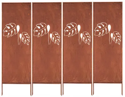 Produktbild von Sichtschutz Metal 4x - 160 x 50 cm - Edelrost - Rostoptik Sichtschutz für Garten - Sichtschutzelement - Sichtschutzwand - Gartendekoration Zaun Rost