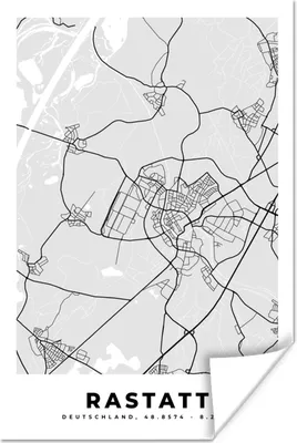 Produktbild von MuchoWow® Poster Rastatt - Stadtplan - Deutschland - Karte 20x30 cm - Papierdruck