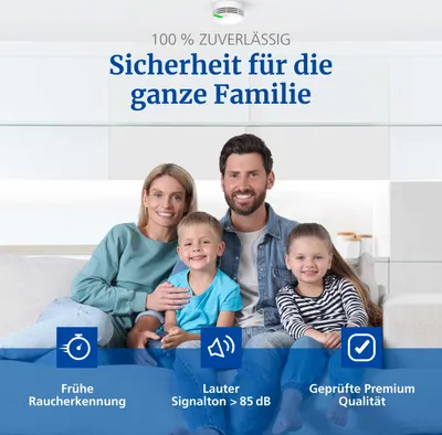 Produktbild von Hekatron Genius Plus Rauchmelder, mit App, Germany, Q-Label und VdS-, 85 dB(A) Alarm, Klebepad oder Bohrmontage, 1 Stück