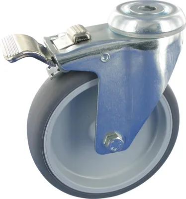 Produktbild von Apparaterollen Lenkrolle mit Feststeller Ø125mm TPE Gummi Rückenloch