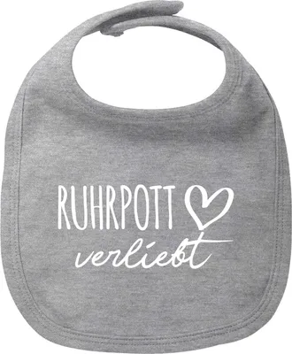 Produktbild von Huuraa Baby Lätzchen Ruhrpott verliebt Heather Grey Klettverschluss  Baumwolle Latz Geschenkidee