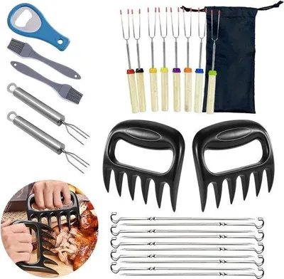 Immagine prodotto di Braciere con 26 spiedini e custodia - Utensili da barbecue - Pinze da barbecue - Coltelli da barbecue - Accessori da barbecue