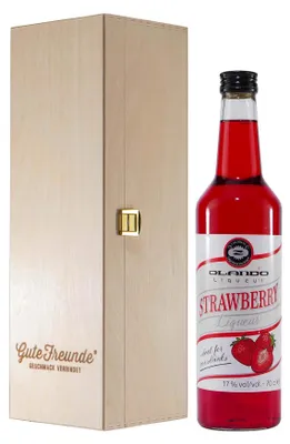 Produktbild von Olando Strawberry Liqueur mit Geschenk-Holzkiste