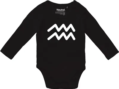 Produktbild von Huuraa Baby Body Wassermann Sternzeichen Zeichen 80 Black  Baumwolle Fairtrade Langarmbody Geschenkidee