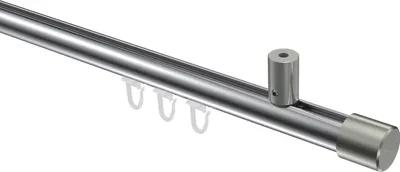 Produktbild von Interdeco Innenlaufstange / Gardinenstange mit Innenlauf Chrom / Edelstahl-Optik, Typ Sonius Santo (Kappe) Deckenmontage, 20 mm Ø 1-läufig, 240 cm