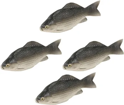 Imagen del producto de 4 peces artificiales, realistas, de plástico, para decoración de acuarios
