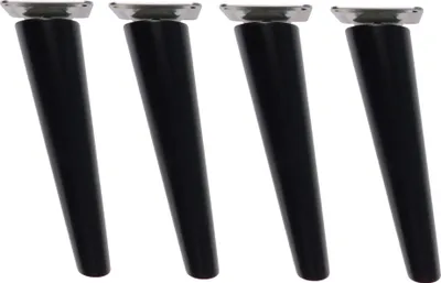 Produktbild von Schwarze Möbelbeine aus Buchenholz schräg 20 cm, Set 4 Stück mit Befestigung