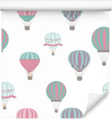 Produktbild von 10m VLIES TAPETE Rolle Kinderzimmer Luftballons Sterne Himmel Kinder XXL