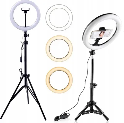 Zdjęcie produktu dla Lampa pierścieniowa studyjna do makijażu nagrań LED 26cm ze statywem F-260