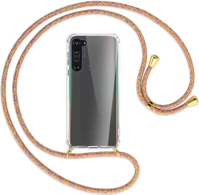Produktbild von Handykette Backcover-Schutzhülle mit Band (Metall goldfarben) für Motorola Edge - Rainbow