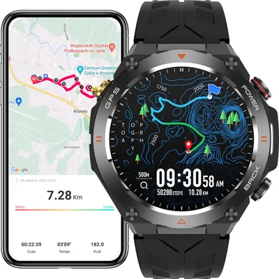 Zdjęcie produktu dla Smartwatch Męski Gps Menu Pl Wodoodporny Sport Smart Watch Rozmowy Puls Bp