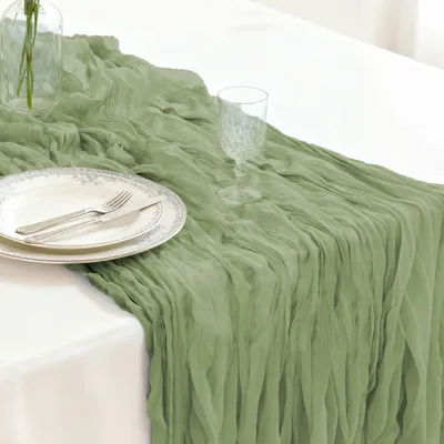 Produktbild von Tischläufer Cheesecloth Polyester, 90 x 300 cm, sagegrün, für Festtafeln