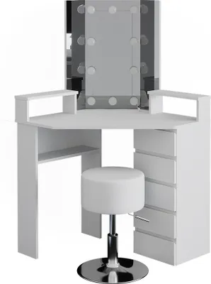 Produktbild von Vicco Rohový toaletní stůl Tilda, 113.3 cm s LED osvětlením a taburetem, Bílá