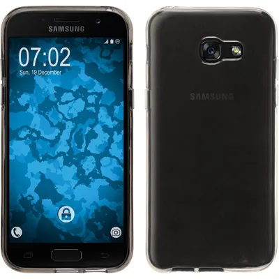 Produktbild von PhoneNatic Case kompatibel mit Samsung Galaxy A7 (2017) - grau Silikon Hülle transparent + 2 Schutzfolien